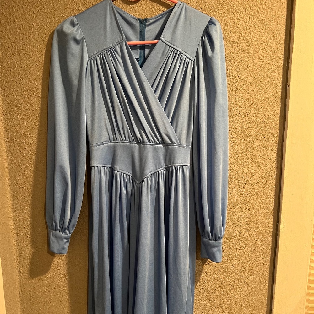 Vintage 70s baby blue maxi dress/ gown